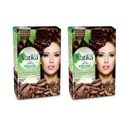 Vatika Naturals Henna Hair Colour | Dark Brown Color for Women | 100% Grey Coverage - 6 x 10 g (Pack of 2)