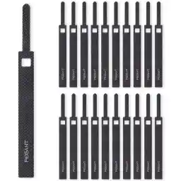 PEGANT 20pcs Reusable Velcro Fastening Cable Management Straps Wire Ties Hook & Loop, Adjustable Fastening Cord Organizer for tidy electronics accessories (20pcs)