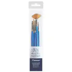 Winsor & Newton Cotman Watercolor Brush Set, 5-Brush Zipper Pouch Set #1