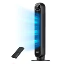 Dreo Tower Fan for Bedroom, 25ft/s Velocity Quiet Floor Fan, 90° Oscillating Fans for Indoors with 4 Speeds, 4 Modes, 8H Timer, Standing Fans, Bladeless Fan, Black, Nomad One (DR-HTF007)