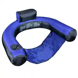 SWIMLINE ORIGINAL Fabric Covered U-Seat Series Inflatable Pool Lounger Chair Floatie With Comfortable Sling Seat Back Rest & Cup Holder Large Rideable Blow Up Float Summer Beach Swimming Big Raft Tube