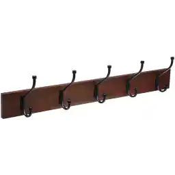 Amazon Basics Wall-Mounted Farmhouse Coat Rack, 5 Hook, Barnwood