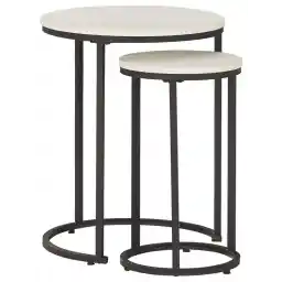 Signature Design by Ashley Crossport Modern 2 Piece Marble Accent Table Set, Gray & White