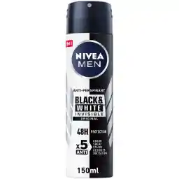 NIVEA MEN Black & White Invisible Antiperspirant Deodorant Spray, Original, 72H Active Protection, 5IN1, Anti-Odour, Sweat, Stains, Residues & Irritation, 150ml
