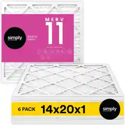 Simply 14x20x1 Air Filter, Merv 11, MPR 1000, 6 Pack, Furnace Air Filter for HVAC (Actual Size: 13.75"x19.75"x0.75") DUST, Pet, & Allergy Control