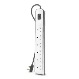 Belkin 6 Way/6 Plug Surge Protection Strip With 2 Meters Cord Length - Heavy Duty Electrical Extension Socket