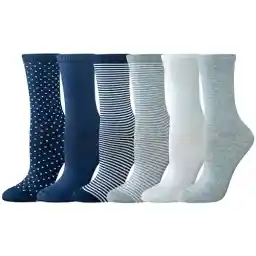 Amazon Essentials Women's Crew Socks, Cotton, 6 Pairs