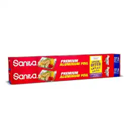 Sanita Premium Embossed Aluminum Foil, 37.5 Sq. Ft. x Pack of 2