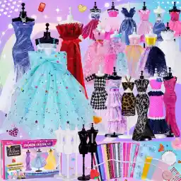 800+Pcs - Fashion Designer Kit for Girls with 6 Mannequins - Creativity DIY Arts and Crafts Kit Educational Toys - Sewing Kit for Kids Ages 8-12 - Teen Girls Kids Birthday Gift Age 6 7 8 9 10 11 12+