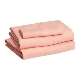 Amazon Basics Lightweight Super Soft Easy Care Microfiber Bed Sheet Set with 14” Deep Pockets - Twin, Peachy Coral