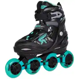 Roces MOODY Inline Skates for Teens – Black/Aqua EU 36–40 | Adjustable Roller Skates with Anatomical Padding, ABEC 5 Bearings & 82A PU Wheels (400856/00003-36)