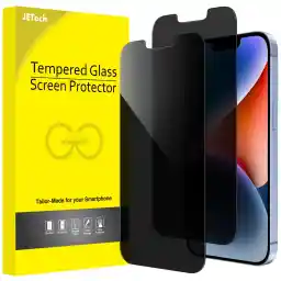 JETech Privacy Screen Protector for iPhone 16e 2025, iPhone 14 6.1-Inch, Anti Spy Tempered Glass Film, 2-Pack