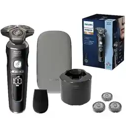Philips Norelco Shaver Series 9000 Prestige, Wet and Dry Electric Shaver, Lift & Cut Shaving System, SenseIQ Technology, Precision Trimmer, Cleaning Pod, Premium Pouch, Black Matte, Model SP9840/90
