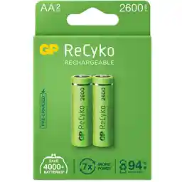 باتری قلمی قابل شارژ جی پی مدل Rechargeable Recyko 2600 بسته دو عددی