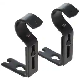 Amazon Basics Adjustable Curtain Rod Wall Bracket Hooks, Set of 2, Black