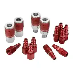 Legacy Manufacturing ColorConnex Coupler & Plug Kit (14 Piece), Industrial Type D, 1/4 in. NPT, Red - A73458D