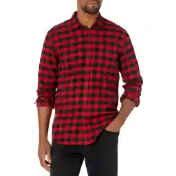 Amazon Essentials Men's Flannel Shirts Long Sleeve, Slim-Fit Button Down Plaid