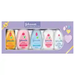 Johnson's Baby Essentials Care Gift Box, Complete Set of Baby Shampoo, Soft Lotion, Bath, Oil, Powder, and Wipes, Gentle and Nourishing for Newborns and Toddlers, 6-Piece Bundle for Everyday Care