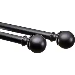 Amazon Basics 2.54 centimeters Curtain Rod with Round Finials, 1-Pack, 91.4 - 182.8 centimeters, Black