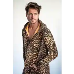 Panter badjas D-Robe - capuchon badjas heren - capuchon badjas dames - panterprint badjas katoen - unisex - Limited Edition - Maat XXL