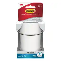 Command Bath Accessory Organizer, Satin Nickel - 1 Organiser and 2 Water-Resistant Adhesive Strips, Toothbrush Holder - Damage Free Hanging - Holds up to 900 g