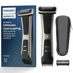 Philips Bodygroom 7000 Series, Showerproof Groin and Body Trimmer for Men, Precise Body Grooming, Adjustable Comb, Safe Even Below The Belt, 80 Min. Runtime, Model BG7040/42