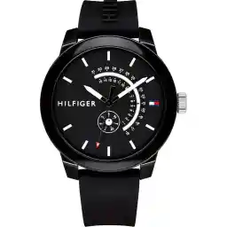Tommy Hilfiger Men's Black Dial Black Silicone Watch - 1791483