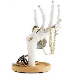 SUCK UK Uk Skeleton Hand Ring Holder & Jewelry Stand Earring Organizer & Necklace Holder For Gothic Decor Halloween Decorations & Bedroom Accessories Bracelet Holder & Jewelry Organizer White