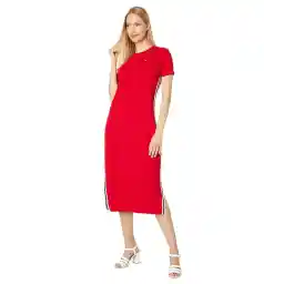 Tommy Hilfiger womens Short-sleeve Midi Dress With Stripe Detail Casual Night Out Dress