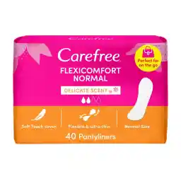 Carefree Daily Panty Liners, FlexiComfort, Delicate Scent, Pack of 40