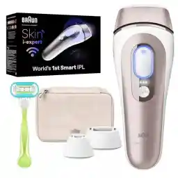 Braun Smart IPL, Skin i·Expert Pro 7: at Home Laser Hair Removal, Permanent Visible Hair Reduction, Holiday Gifts for Women and Men with Free App, Vanity Case, Venus Razor, 3 Smart Heads, IPL7243