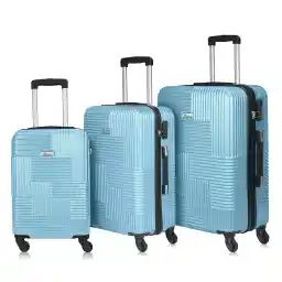 Senator Hard Shell Luggage Sets 3-piece Suitcase Set for Unisex - KH110 | ABS Lightweight Travel suitcase with Wheels 4 (Set of 3, Light Blue)