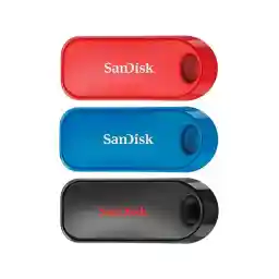 SanDisk 32 گیگابایتی Cruzer Snap USB، بسته 3، مشکی/آبی/قرمز