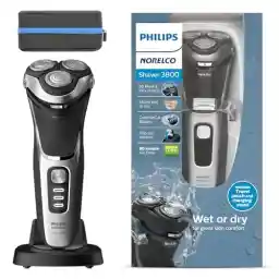 Philips Norelco Shaver 3800, Rechargeable Wet & Dry Shaver with Pop-up Trimmer, Charging Stand and Storage Pouch, Space Gray, S3311/85