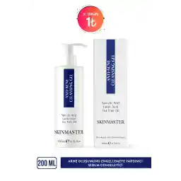 ژل پاک کننده صورت ضد آکنه و سبوم سر سیاه SkinMaster (بها + اسید لاکتیک + روغن درخت چای)