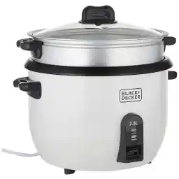 Black+Decker Rice Cooker 1100W, White, 2.8 Litres, Rc2850-B5