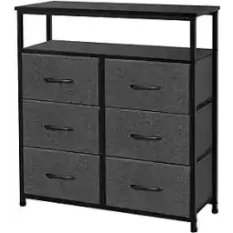 AZL1 Life Concept Dresser Double Shelf, Tall Storage Organizer Unit for Bedroom/Entryway/Living Room, Grey (6-Drawers)