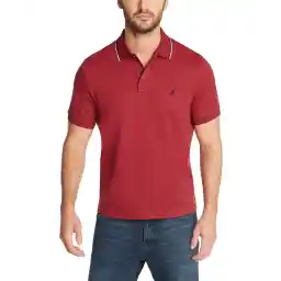 Nautica mens Classic Fit Short Sleeve Solid Tipped Collar Soft Polo Shirt Polo Shirt