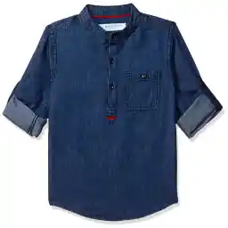 Blink Street Boy's Plain Regular Shirt (Bs-1138-10_D.Blue2 7/8Yr)