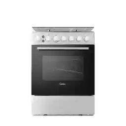 Midea 60x60cm Freestanding Cooker without Convection Fan, Full Gas Cooking Range with 4 Burners, Automatic Ignition & Full Safety, Cast Iron Pan Support, Double Knob for Grill & Oven Control