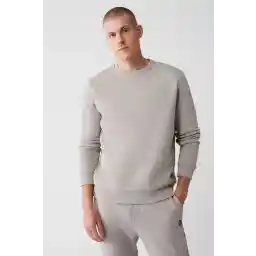 Avva Erkek Taş Bisiklet Yaka Şardonlu 3 Iplik Pamuklu Sweatshirt E001017