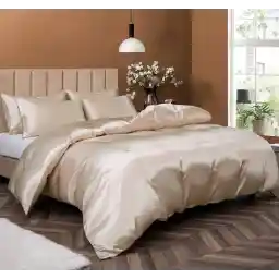 P Pothuiny 5 Pieces Satin Duvet Cover Full/Queen Size Set, Luxury Silky Like Taupe Duvet Cover Bedding Set with Zipper Closure, 1 Duvet Cover + 4 Pillow Cases (No Comforter)