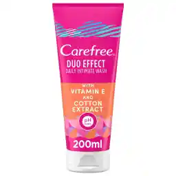 Carefree Daily Intimate Wash, Duo Effect With Vitamin E And Cotton Extract, 200 Ml