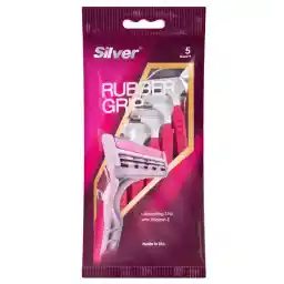 خودتراش زنانه مدل Rubber Grip بسته 5 عددی | سیلور