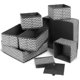 Arabest Foldable Cloth Storage Box, 8 Pcs Grey Drawer Organizers for Clothing, Clothes Drawer Organizer for Storing Bras, Baby Clothing, T Shirt, Socks, Scarves, Tie