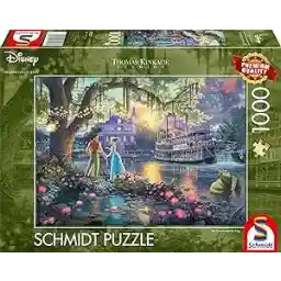 Schmidt Spiele 57527 Thomas Kinkade, Disney, Kikkerkoning, de prinses en de kikker, 1000 stukjes, kleurrijk