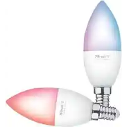 Trust WIFI Smart LED Bulb E14, Slimme RGB-Lamp Wifi Bulb 2.4 GHz, Dimbare LED Candle Lightbulb, Werkt met Alexa en Google Nest, Kleurveranderende Gloeilamp, 1800-6500 K - Wit en Kleur [Duo Pack]