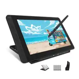 HUION Kamvas 13 Grafische Tekentablet Monitor, 2020 Nieuwe 13,3-inch Pen Display Ondersteuning Volledige USB-C-verbinding, 120% sRGB-gamma met PW517, 8192 Niveaus Batterijvrije Stylus 1920x1080 FHD