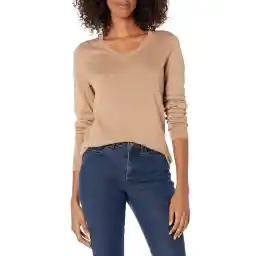 Amazon Essentials Women's Regular-Fit Lightweight Long-Sleeve V-Neck Sweater (Available in Plus Size)