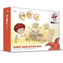 Mad Toys STEM Toy Dinosaur 5 Mystery Skeleton Fossils Dig Excavation Science Kit Gift Ideas for Little Scientists 6+ Years with Tools and Guide Book